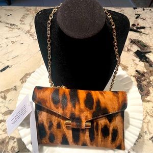 Leopard Leather designer evening clutch